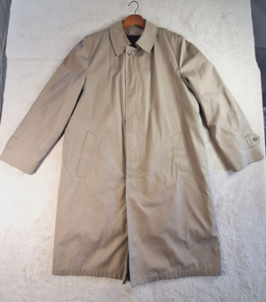 Vintage Botany 500 Raincoat Mens 42 Long Tan Zip Out Borg Liner Made in USA 70s